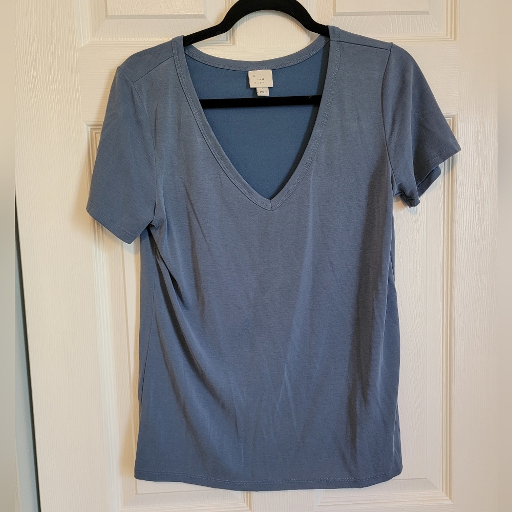 A New Day Small Blue V-Neck